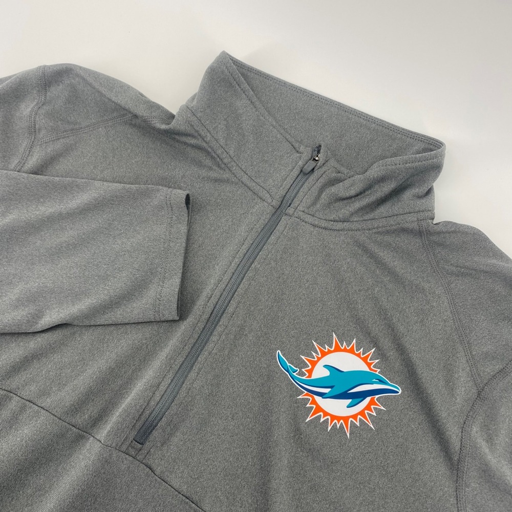 Nike Pullover Women L‎ Gray Miami Dolphins Dri-FIT Quarter Zip Thumbhole Active